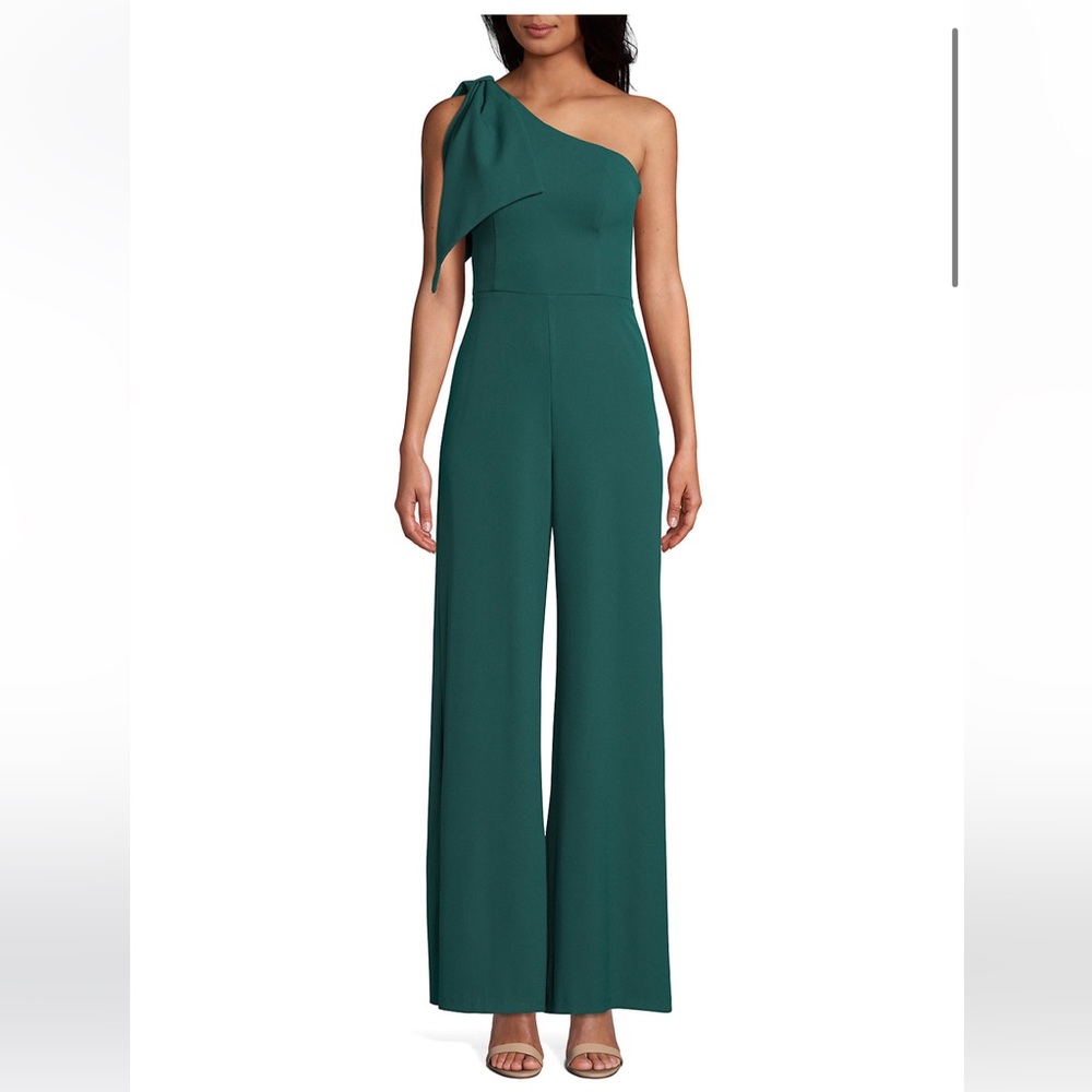 BLACK- Betsy & Adam
One Shoulder Tie Jumpsuit in Black